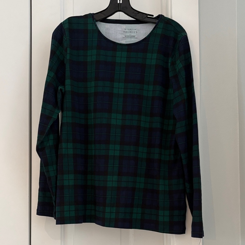 Talbots long sleeve tee in blue/green Merrimennt Tartan